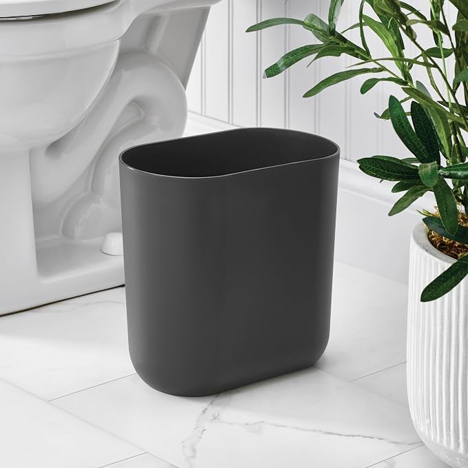 iDesign Small Slim Plastic Bathroom Trash Can - Image 9