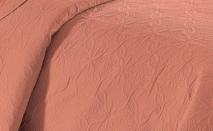 Fancy Linen 3pc Embossed Coverlet Bedspread Set Oversized Bed Cover Solid - Image 2