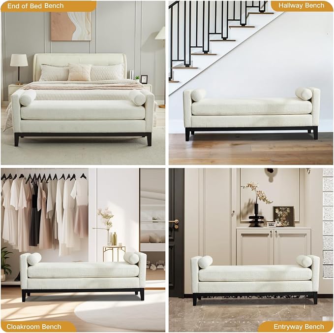 66.34" End of Bed King Size Bench Boucle - Image 6
