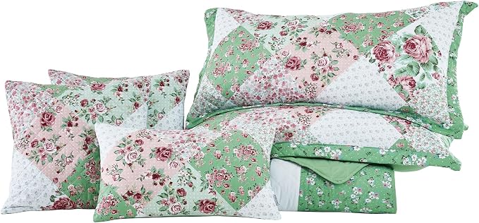 DaisyHuang Oversized King Bedspread 128x120 Extra Wide, Farmhouse Patchwork - Image 8