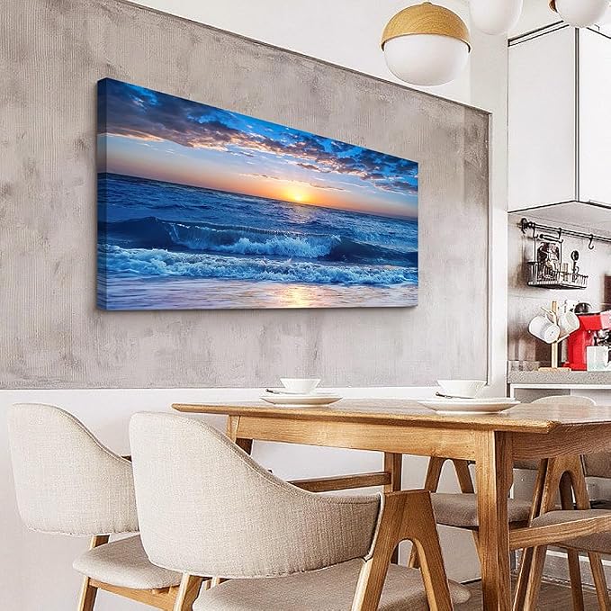 Wapluam Canvas Wall Art For Living Room Modern Decor For Bedroom Ocean Beach - Image 4