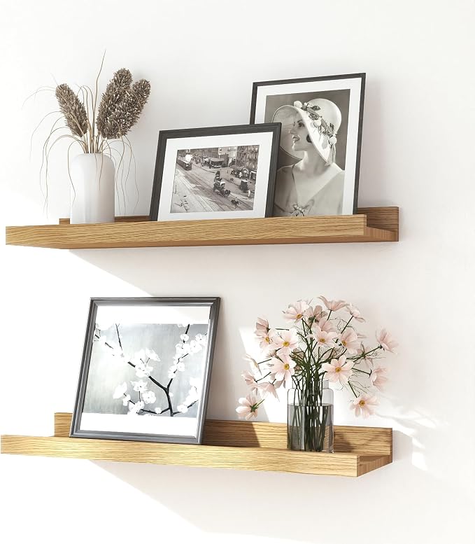 Oak Floating Shelves for Wall Decor, 16 in Shelf by Unknown