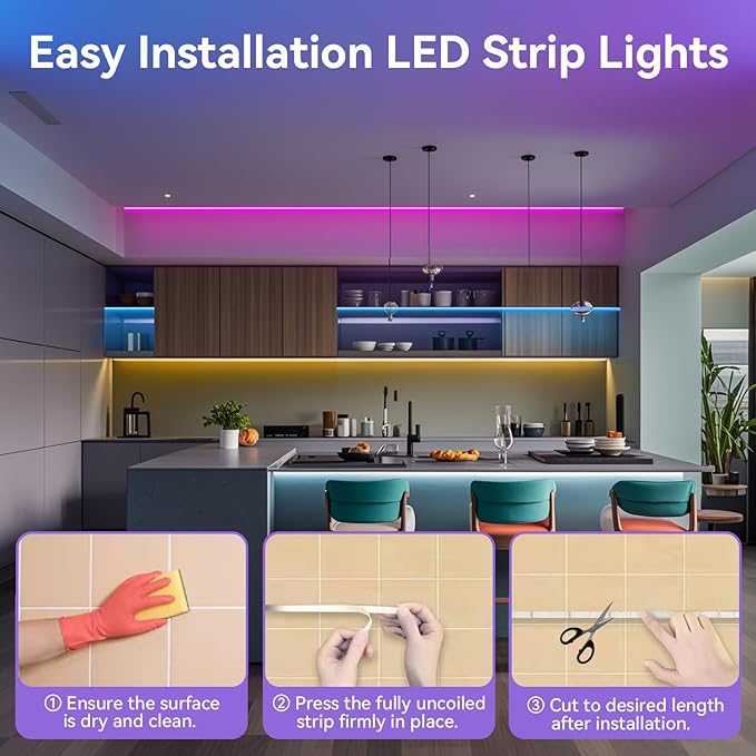 CHARKEE LED Lights for Bedroom 100 ft, Color Changing LED Strip Lights with 44-Key Remote, 24 Volt RGB SMD2835 Tape Lights for Bedroom, Room Decor, Indoor, IG, TikTok, DIY(44key Remote)