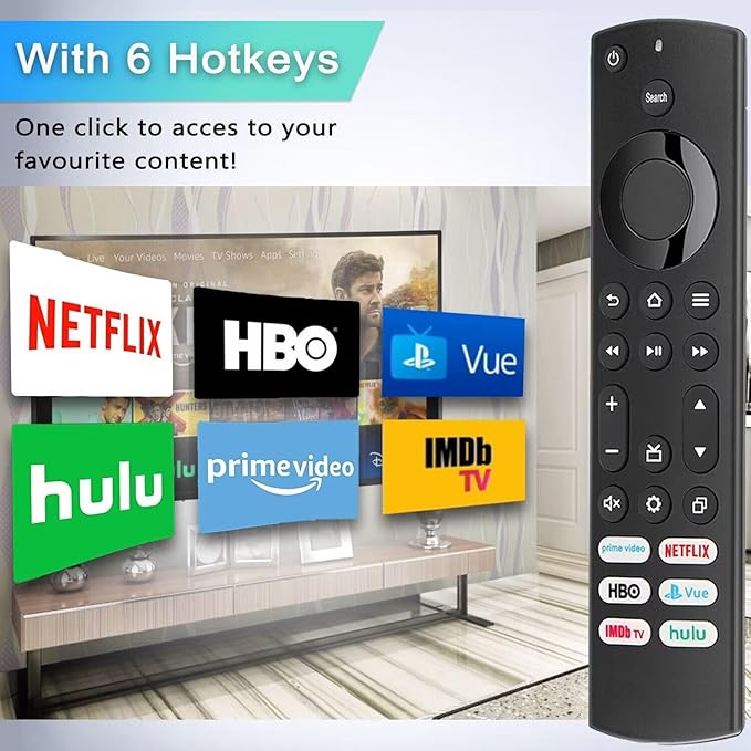 Replacement for Insignia/Toshiba/Pioneer Fire TV Remote, Universal Compatible for AMZ Fire Smart TV Remote (Not for Stick and Cube) with 6 Hot Keys