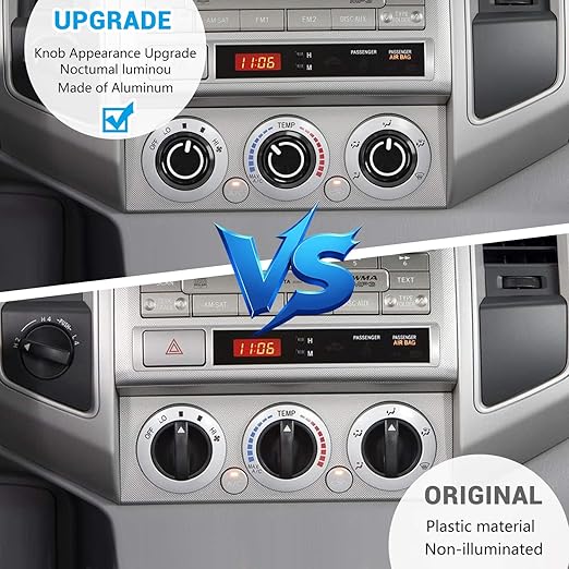 Xomzema 3Pcs Upgraded Control Switch Knob for Toyota Tacoma 2005-2015,Air Conditioning AC Heater Blower Fan Climate Control Knobs Switch Button,Replace 55900-04020 65551820A