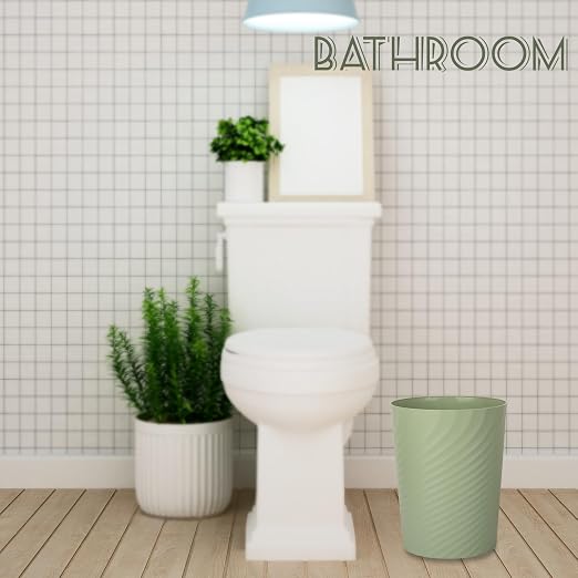 UUJOLY Plastic Small Bathroom Trash Can Wastebasket Garbage Can, Mint Green | - Image 2