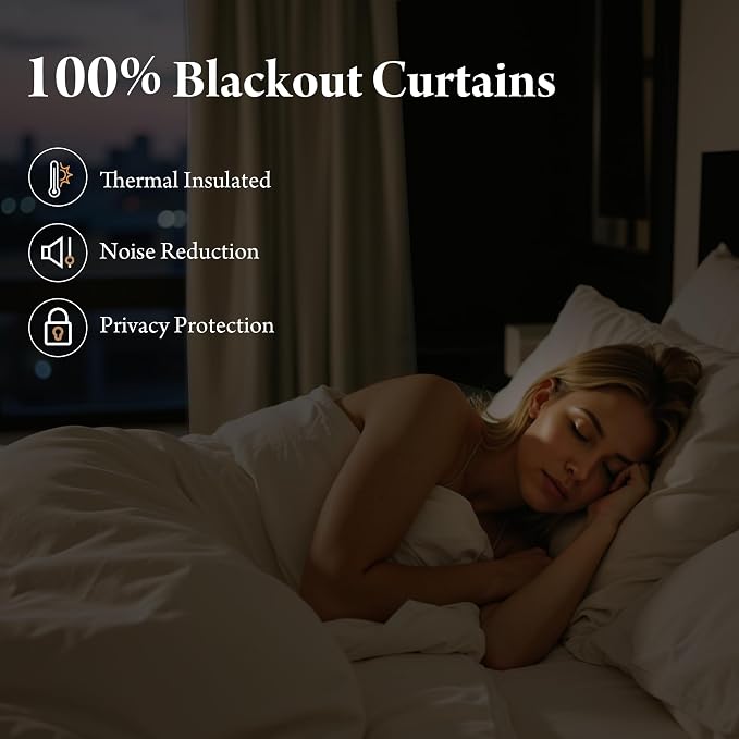 RYB HOME Natural Pinch Pleated Linen Curtains, 100% Blackout Thermal Insulated - Image 5