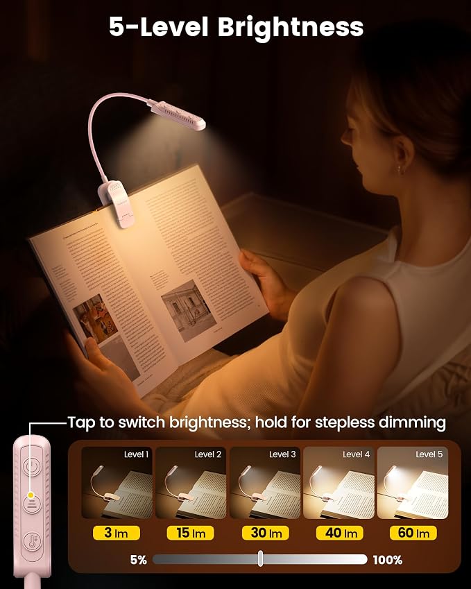 Glocusent 13 LED Book Lights for Reading at Night, Gifts for Book Lovers | - Image 3