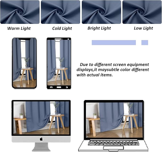 Simplebrand Ava Denim Short 24 Inches Blackout Curtain 2 Panels Set, Half - Image 8