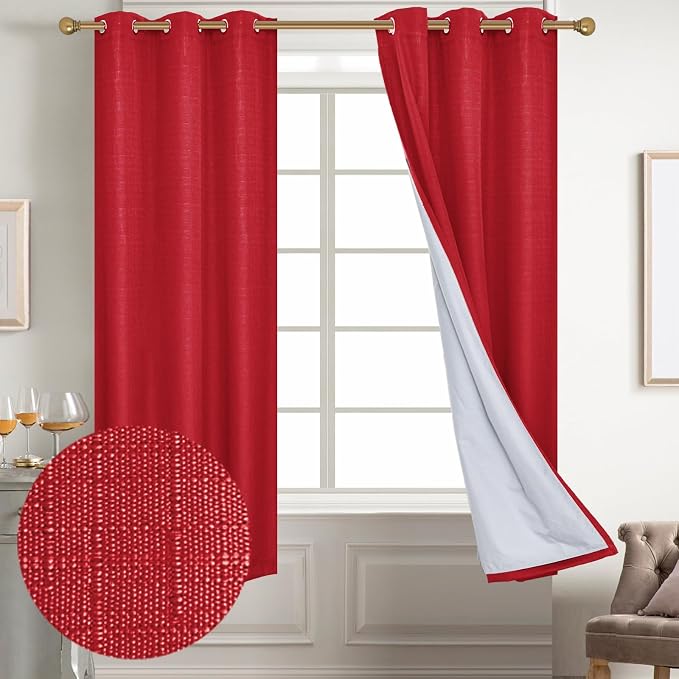 Diraysid 100% Blackout Curtains Red Linen Curtains by Diraysid%2C+refresh+your+life