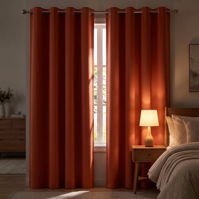 Diraysid Orange Grommet Blackout Curtains - Image 3