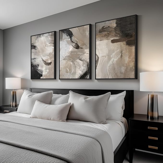 Large Framed Neutral Abstract Wall Art - Image 8