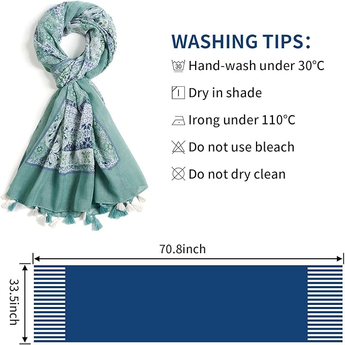 Scarf for Women Lightweight Soft Floral Leopard Printed Scarves Fall Winter Fashion Shawl Wrap with Fringe