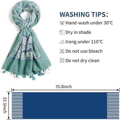 Scarf for Women Lightweight Soft Floral Leopard Printed Scarves Fall Winter Fashion Shawl Wrap with Fringe