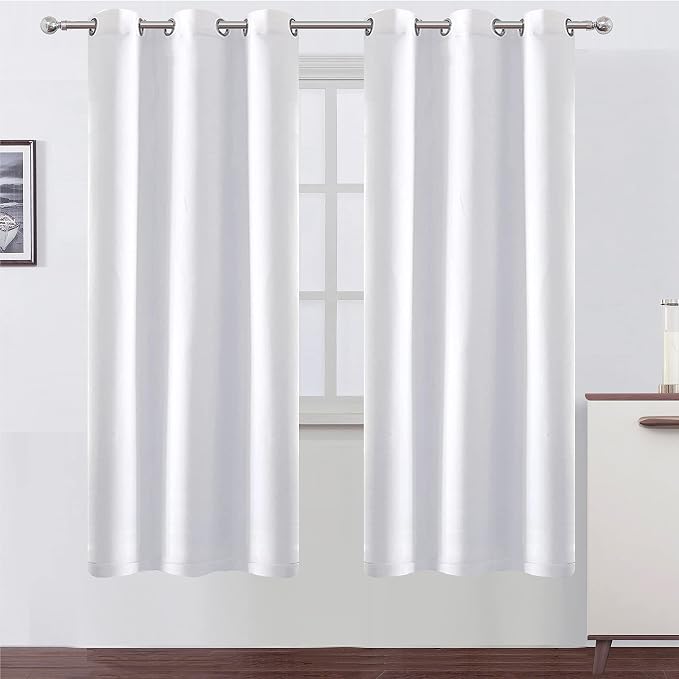 White Thermal Blackout Curtains/40 x 72 Inch/Set of 2 Panels Room Darkening - Image 2