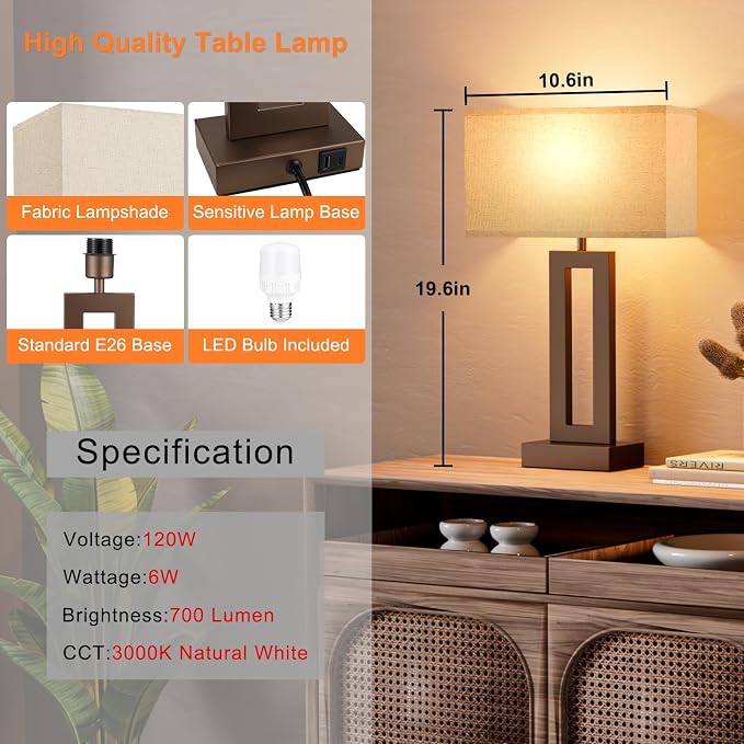 Seealle Bedroom Lamps for Night Stands - Image 6