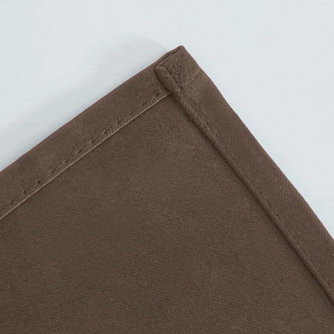 Blackout Curtains 66 x 72 Inch Long Chocolate Curtains Set of 2 Panels Room - Image 7