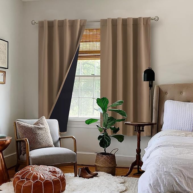 BGment Taupe 100% Blackout Curtains 63 Inches Long - Image 9