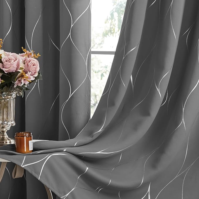 Deconovo Curtains for Living Room, Pattern Blackout Curtains 63 Inches Long | - Image 7