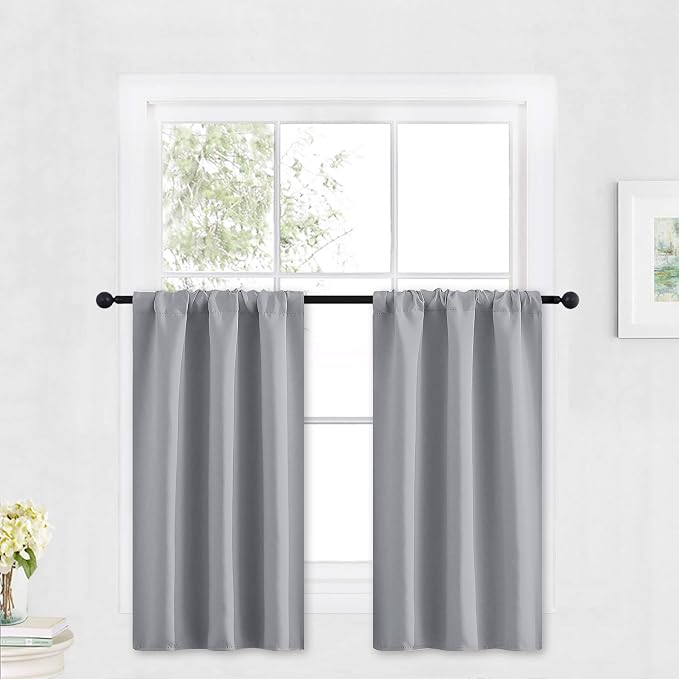 RYB HOME Cafe Blackout Curtains 30 inch Length, Short Window Curtain Tiers | by RYBHOME