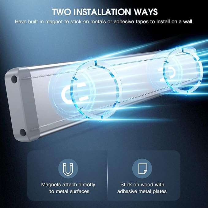 14.7inch Under Cabinet Lighting, 2 Pack Rechargeable Motion Sensor Light Indoor, 5 Levels Dimmable Magnetic Closet Lights, Wireless Under Counter Lights for Kitchen, Stairs,Hallway