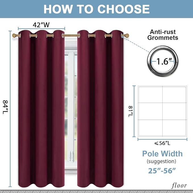 Diraysid Blackout Curtains for Bedroom Grommet Thermal Insulated Room Darkening - Image 3