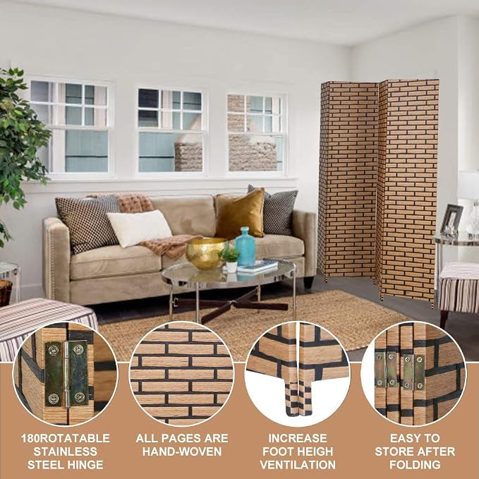 Room Dividers and Folding Privacy Screens 4 Panel 6 ft Foldable Portable Room - Image 2