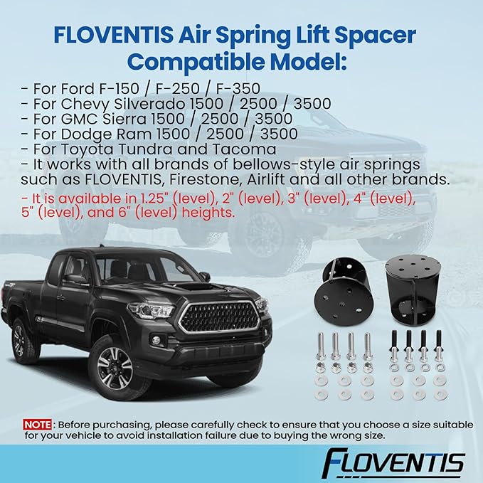 FLOVENTIS 5" Straight Air Helper Spring Spacer, Heavy-Duty Steel Compatible with Ford F150/F250/F350, Chevy, GMC, Ram, Toyota Air Springs Lift Spacer (7X1271)