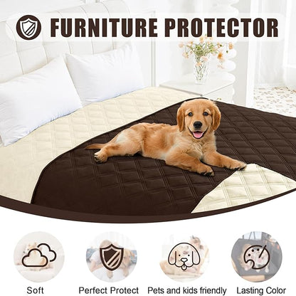Smiry Waterproof Dog Bed Cover Blanket 52x82, Soft Reversible Pet Blanket, Washable Leakproof Cats Dogs Couch Cover for Sofa, Couch, Furniture, Lattice, Chocolate/Beige