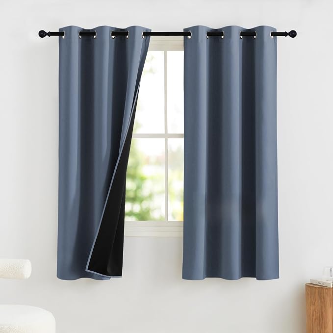NICETOWN Bedroom Curtains 63 Inches Length, 100% Blackout Drapes Thermal by NICETOWN