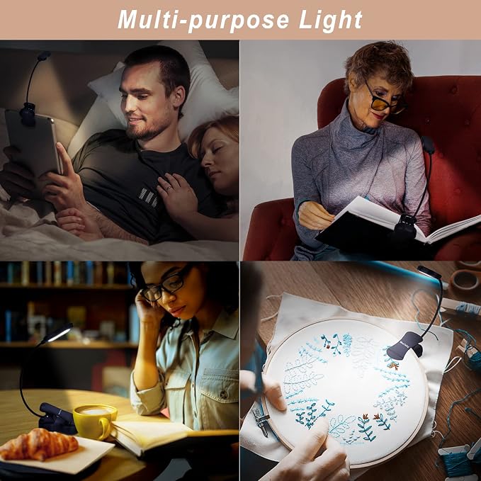 Rechargeable Book Light: Clip on LED Book Light - Image 6