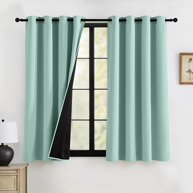 RYB HOME 100% Blackout Curtains 63 inches Length, Thermal Insulated Total Room by RYBHOME