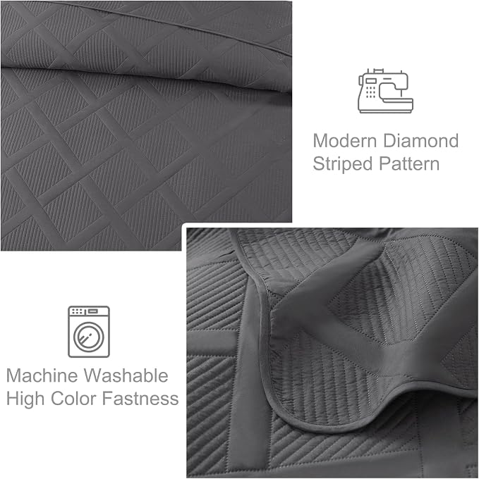 Exclusivo Mezcla Quilt King Size, Modern Striped Pattern, Lightweight Bedding - Image 5
