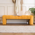 59" Velvet Bench for Bedroom King Size Bed Window End of Bed, Mustard Yellow | by AIITTCC