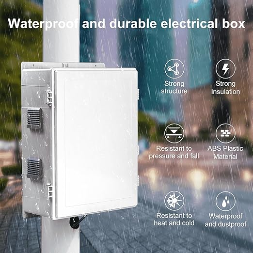 Namunanee Outdoor Electrical Junction Box, ABS Water Resistant Enclosure with Internal Mounting Panel & Hinged Cover, 16.1" H* 12.2" L* 5.9" W