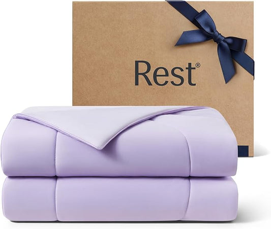 REST® Evercool® Cooling Comforter, Twin/Twin XL, Blanket for Hot Sleepers, All Season Bedding to Keep Cool for Night Sweats, Breathable Lightweight Blanket, 68"x90" Inches, Lavender Breeze