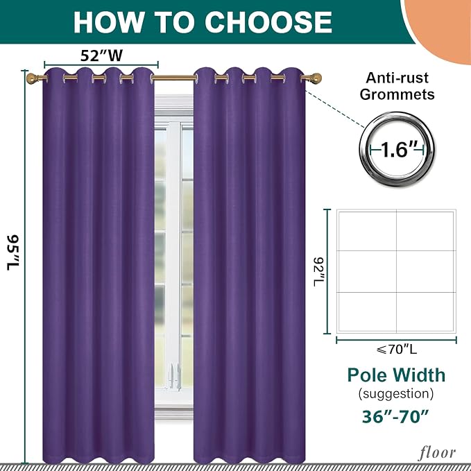 Diraysid 100% Blackout Curtains Purple Linen Curtains - Image 5