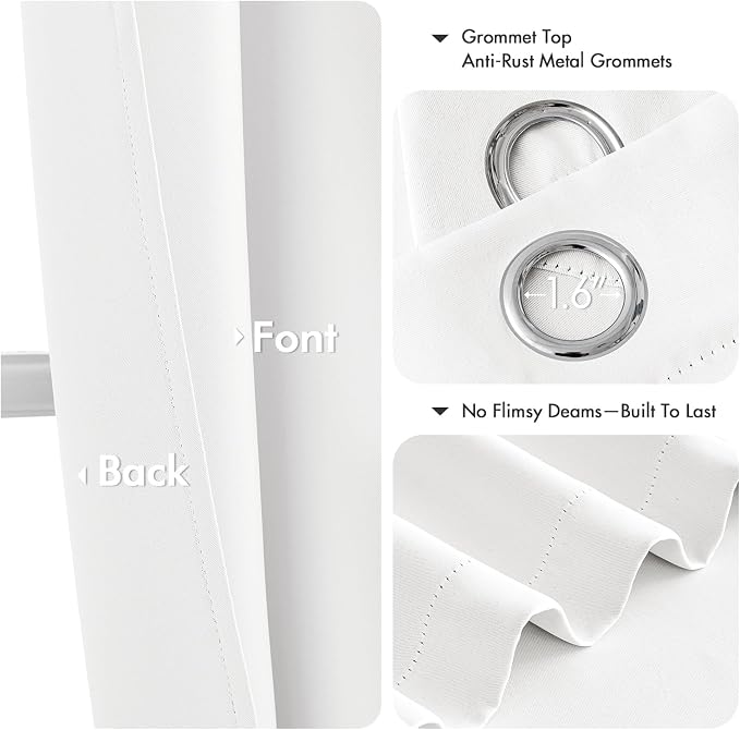 MIULEE Blackout Curtains for Bedroom 2 Panels 34 x 72 Inch Long Pure White | - Image 4