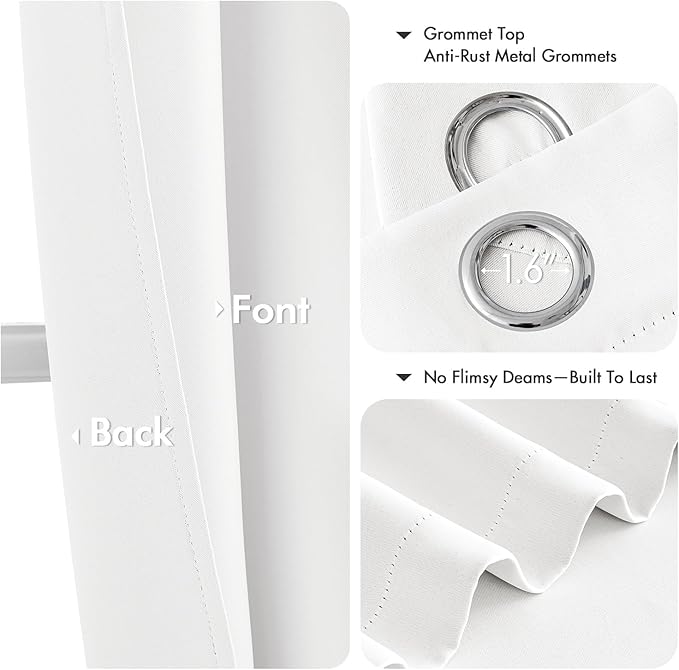MIULEE Blackout Curtains for Bedroom 2 Panels 40 x 72 Inch Long Pure White | - Image 4