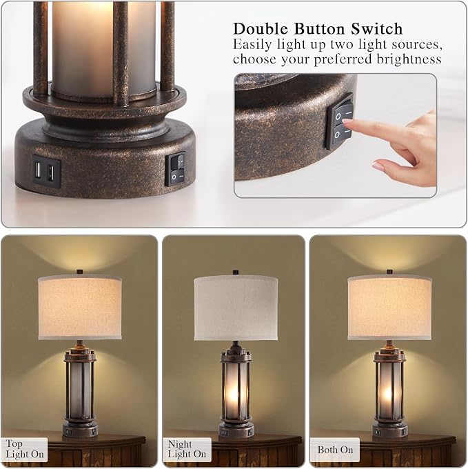 AIEAMPDO 25" Farmhouse Lamps for Living Room - Image 3
