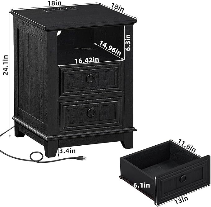 Joaxswe 18" Farmhouse Nightstand - Image 2