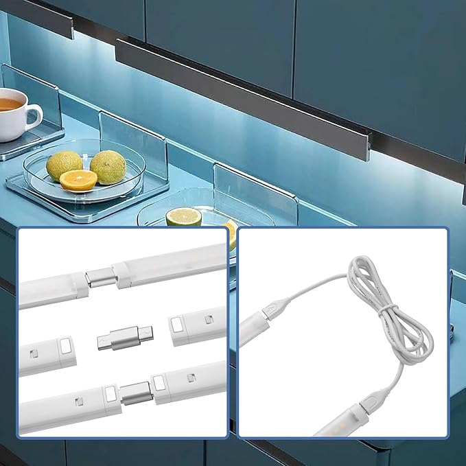 THLIFURE LED Cabinet Lights Bar with Motion Sensor, Dimmable Brightness and Color, Wireless Remote, Ultra Thin Strips Lighting Magnetic Mounting for Kitchen,Bookshelf,Closet 3Pack