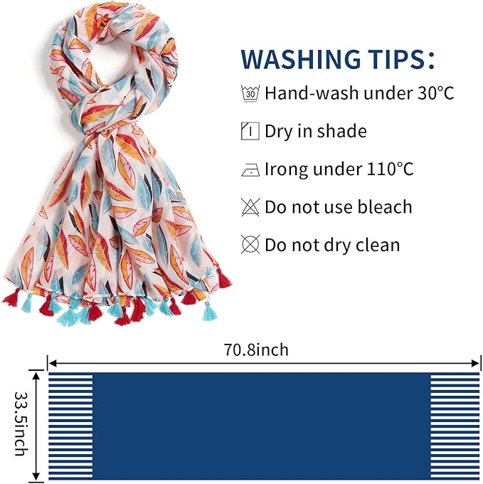 Scarf for Women Lightweight Soft Floral Leopard Printed Scarves Fall Winter Fashion Shawl Wrap with Fringe