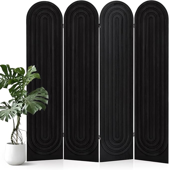 Wood Room Divider Panel, Folding Privacy Screen 4 Panel, Separators Divider by Aletheiawu