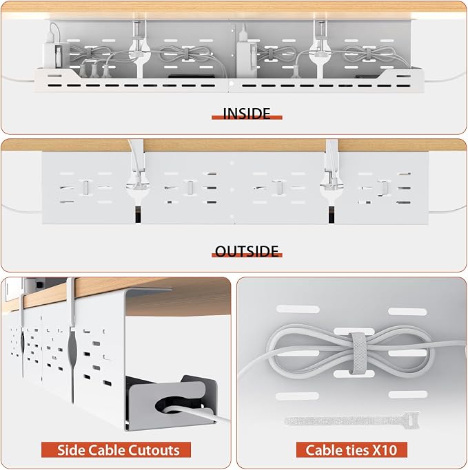 Univivi Under Desk Cable Management Tray, Cable Management, 32 inch, Under Desk - Image 8
