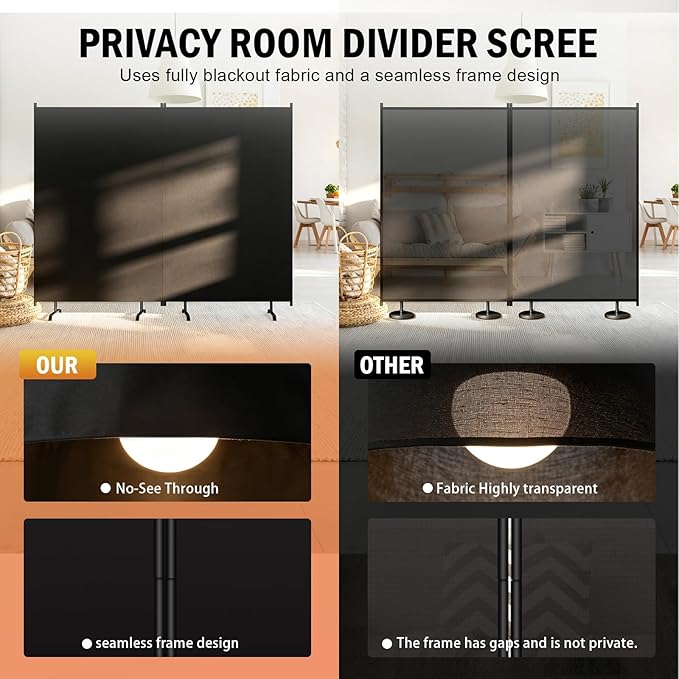 Room Divider Panel, Siebwin 2 Panel Folding Privacy Screens - Image 4
