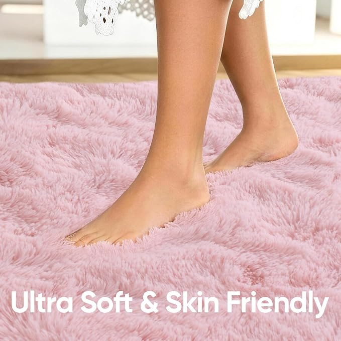 Noahas 8x10 Extra Large Pink Fluffy Soft Area Rug Non-Slip - Image 5