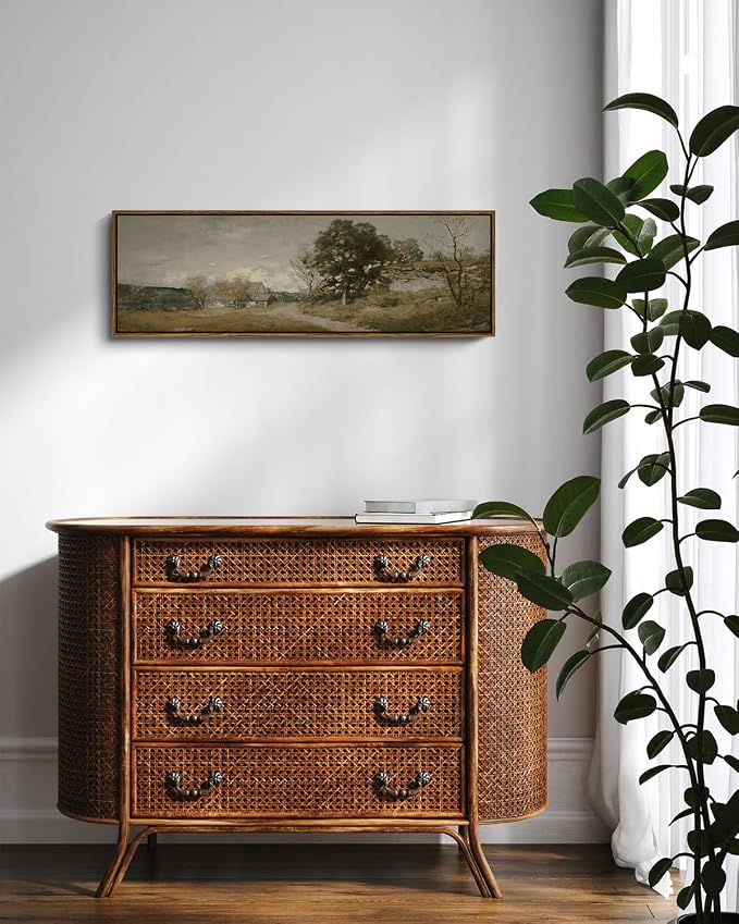 InSimSea Extra Large Framed Vintage Wall Art, Rustic Landscape, 36x12in | - Image 3