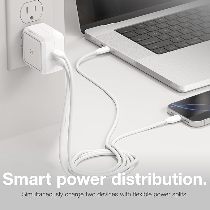 NOCO XGrid X65: 65W USB-C Charger – Dual Port GaN Power Adapter with PD 3.0, QC 4.0+, and PPS – Fast Charging with Smart Power Distribution – Foldable Wall Plug, UL Listed