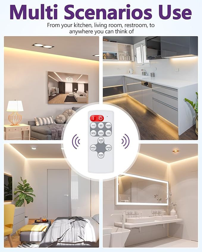 HitLights Mini RF Remote Controller for Single Color LED Strip Lights, DC 5-24V, 12-Key Wireless Dimmer with Dynamic Effect Mode, PWM Dimming Control, Ideal for Room, Home, Cabinet, DIY
